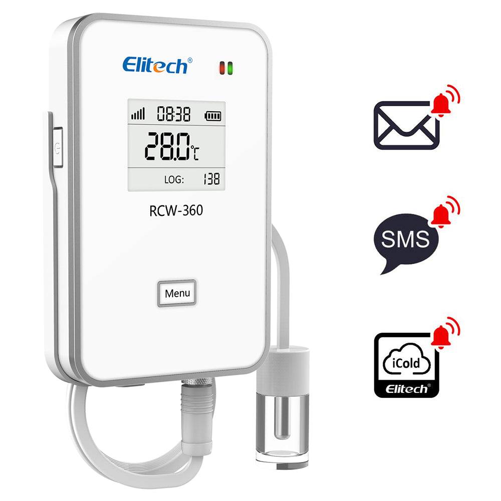 Elitech RCW-360 WiFi GLE WiFi - Registrador de dados de temperatura digital para armazenamento de vacinas com sonda externa tamponada de frasco de glicol
