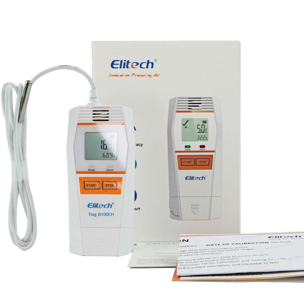 Elitech Tlog B100EH Temperature and Humidity Data Logger Wireless Reusable PDF Report External Sensor 32000 Points