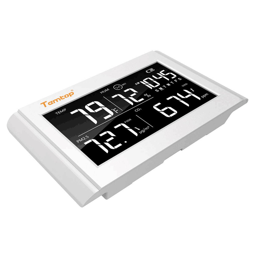 Temtop P20C - Termômetro e higrômetro  PM2.5 Monitor de qualidade do ar CO2 Exportação de dados Medidor de umidade de mesa