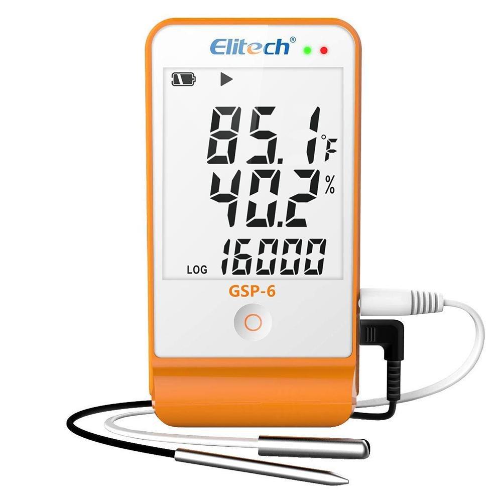 Elitech GSP-6 ISO 17025 Certified Digital Temperature and Humidity Data Logger -40¨H to 158¨H Max Accuracy up to ¡À0.6¨H Audio Alarm 2-Year Certificate Max/Min Value Display - Elitech Technology, Inc.