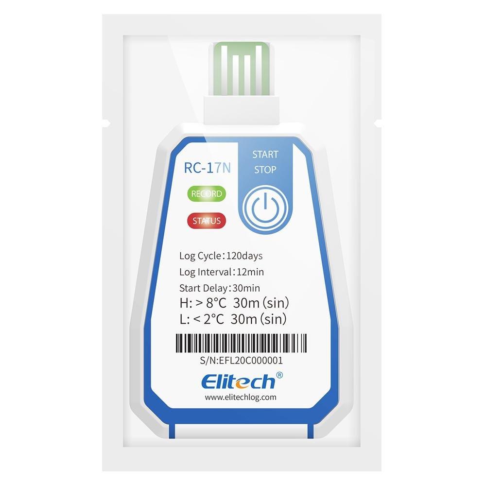 Elitech RC-17N Disposable Single-Use NFC Temperature Recorder Data Logger USB PDF Report 2-Color Indicator - Elitech Technology, Inc.