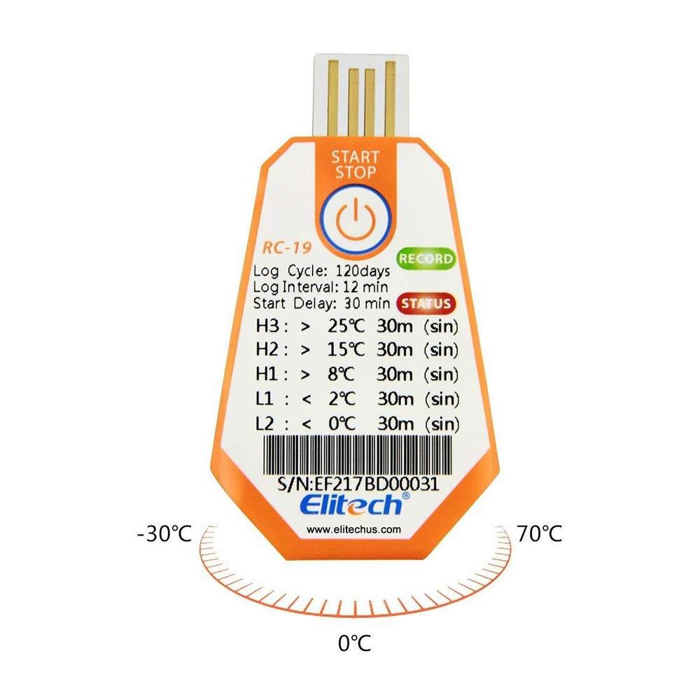 Elitech RC-19 Disposable Temperature Data Logger USB 16000 Points for Storage Food Pharmaceuticals - Elitech Technology, Inc.