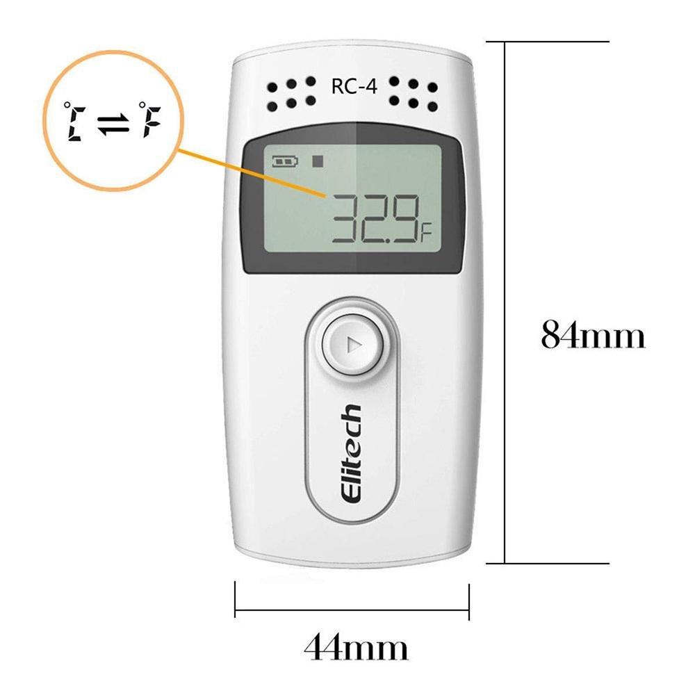 Elitech RC-4G Temperature Data Logger Recorder with with Glycol Bottle Temperature Sensor, Audio Alarm, MAXMIN Display - Elitech Technology, Inc.