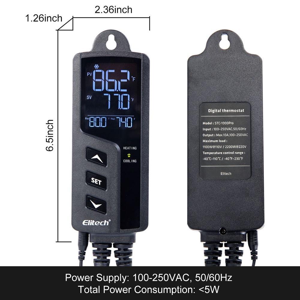 Elitech STC-1000 Pro 110V Thermostat Temperature Controller Incubator Aquarium Cold Chain - Elitechustore