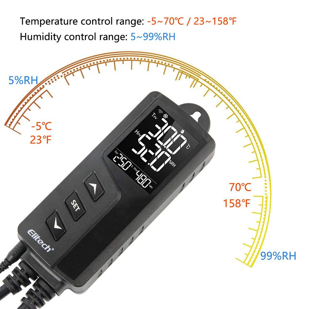Elitech STC-1000WiFi TH Digital Temperature and Humidity Controller Thermostat 2 Pre-Wired Heating and Cooling Outlets Terrarium Homebrew Fermentation Breeding 110-240V 10A 1200W - Elitech Technology, Inc.