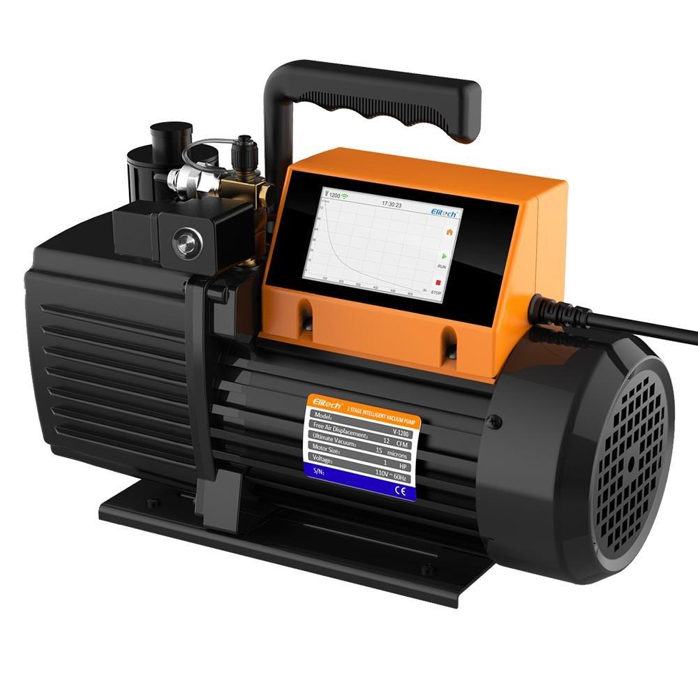 Elitech V1200 Vacuum Pump 12 CFM 2 Stage Intelligent HVAC Refrigerant Recharging, Touch Screen, Data Logging and Storage via App - Elitech Technology, Inc.