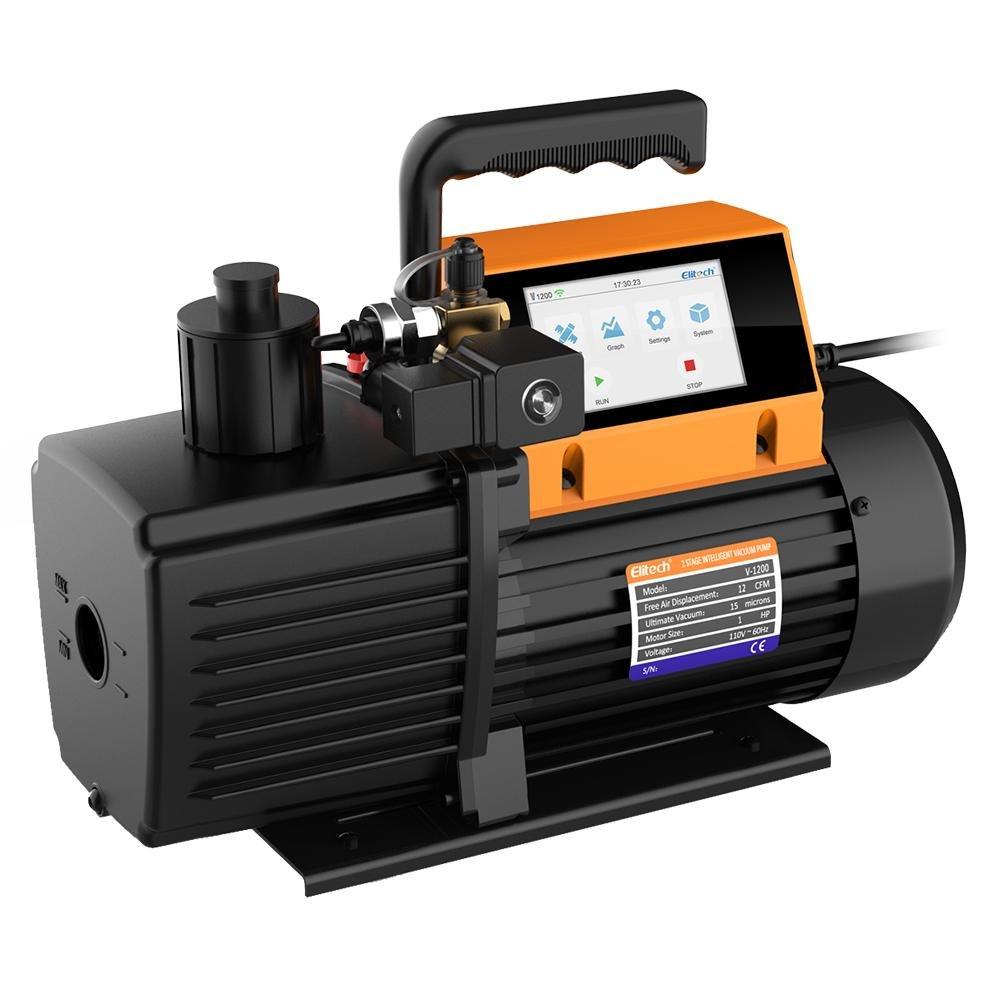 Elitech V1200 Vacuum Pump 12 CFM 2 Stage Intelligent HVAC Refrigerant Recharging, Touch Screen, Data Logging and Storage via App - Elitech Technology, Inc.