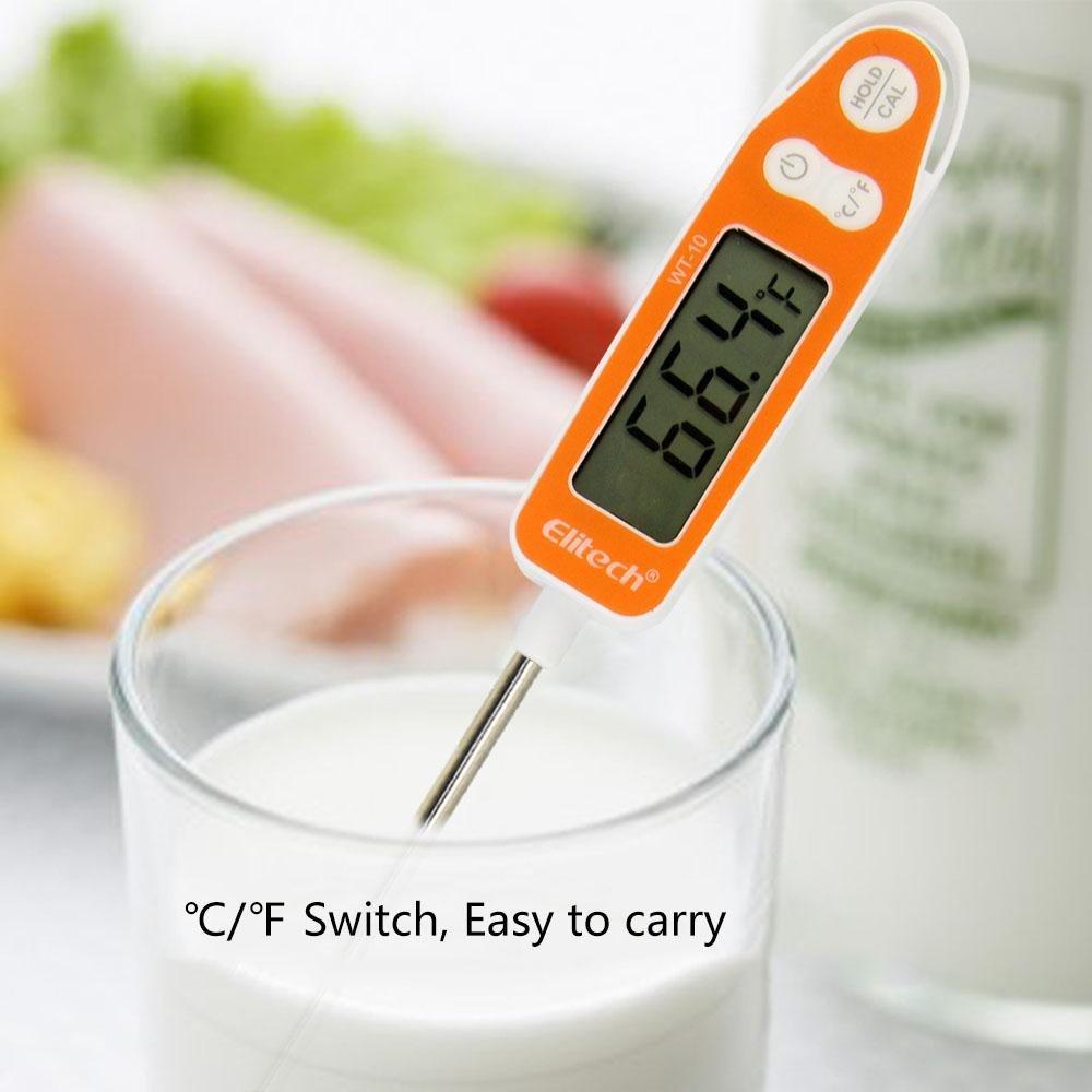 Elitech WT-10 Meat Digital Thermometer with Instant Read LCD Screen Hold Function for Kitchen Cooking Food Grill BBQ Meat Candy Milk Water - Elitechustore