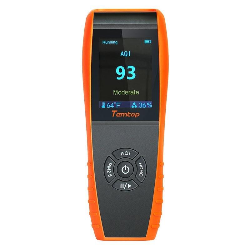 Temtop LKC-1000S Air Quality Detector Professional Formaldehyde Monitor Temperature and Humidity Detector with PM2.5/PM10/HCHO/AQI/Particles - Elitechustore